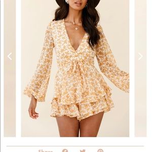 Brand new with tags Long sleeve Romper Dainty floral print Mustard size Small